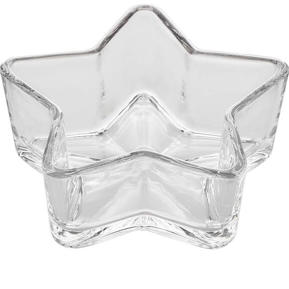 Libbey 6" Star-Shaped Clear Heavy Glass Dish Snack Trinket Bowl Decor NEW - Picture 1 of 8